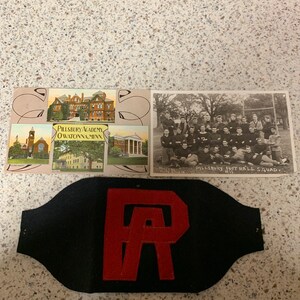 Pillsbury Academy post cards  and letterman  patch