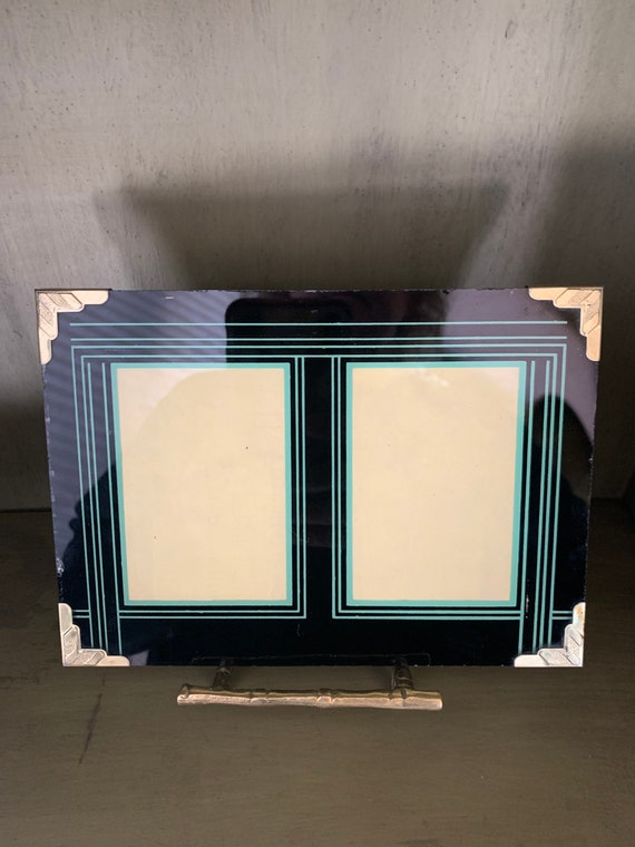 Art Deco Reverse Painted Glass Picture Frame. Etsy
