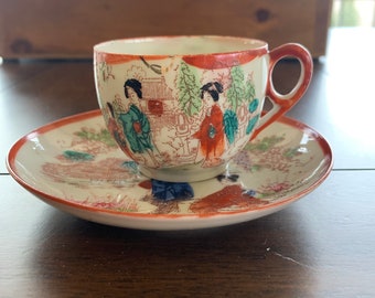 Vintage Takito Japan Geisha Girls Cup and Saucer