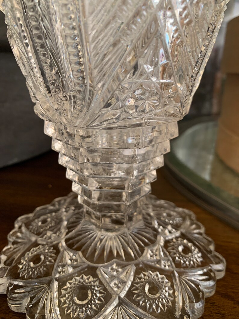 Vintage Pressed Glass Vase Etsy