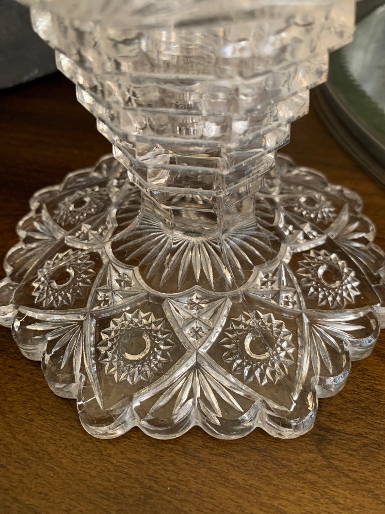 Vintage Pressed Glass Vase Etsy