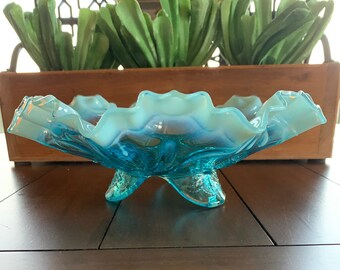 ジェファーソン グラス アンティーク ラッフルズ & リング ブルー