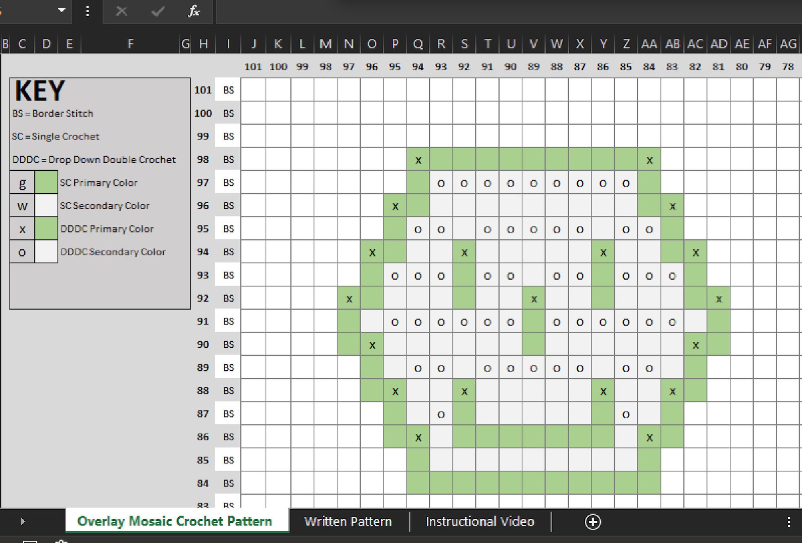 Mosaic Crochet Pattern Maker for Excel or Google Sheets Etsy