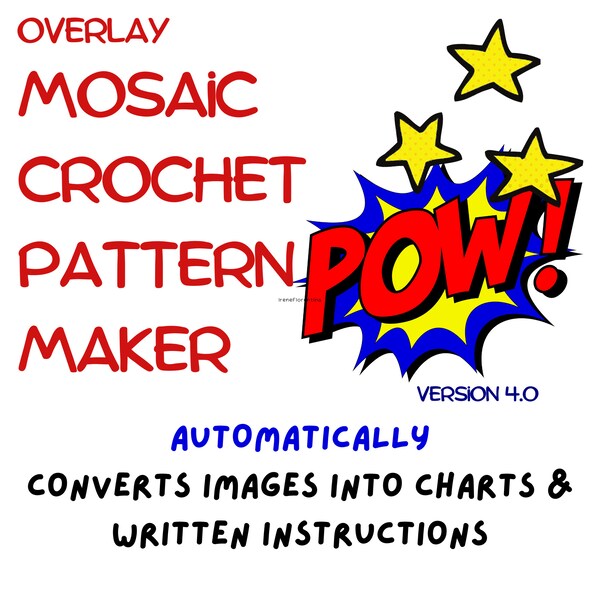 Créateur de motifs au crochet en mosaïque - Convertissez des images en motifs au crochet en mosaïque - Instructions écrites incluses - Téléchargement PDF - Application en ligne