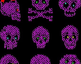 Mosaic Crochet Pattern–Nine Crazy Skulls–Fire–Crossbones–Color Charts–Written Pattern–Instant Digital Download by YarnMosaicsCrochet