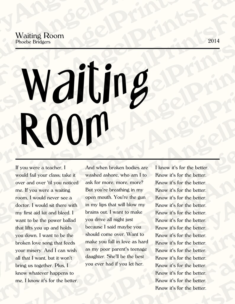 Phoebe Bridgers waiting Room Poster Print Etsy