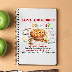 Recette | Sublimation | Tarte aux pommes | Sublimation | dtf | Küche français | recettetorte | Apfelkuchen Rezept | svg | Dessert Rezept