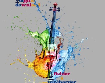 watercolor violin| png drums  | dtf | sublimation tote, tshirt