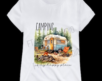 Camping is my happy place | svg_png_dtf file| digital download | sublimation | dtf| design | camping shirt | tumbler
