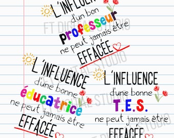 3 fichiers PNG francais | cadeau fin annee | professeur | tes | educatrice | design francais | sublimation prof tumbler | influence prof