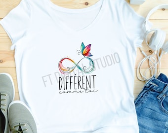Different comme toi| svg_png_dtf file| digital download | sublimation | dtf| design | autisme shirt francais | tumbler
