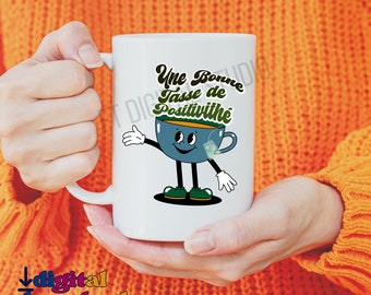 une bonne tasse de positivithe | tea pun | blague tea | dtf | sublimation tote
