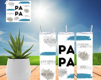 Tumbler design francais | bouteille papa | fete des peres | sublimation | merci papa | cadeau papa | tasse papa