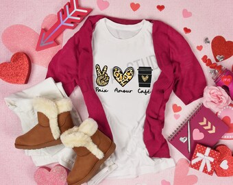 Design café |  Dessin cafe | paix amour café | tshirt café| Design sublimation en français| Cricut francais | DTF francais