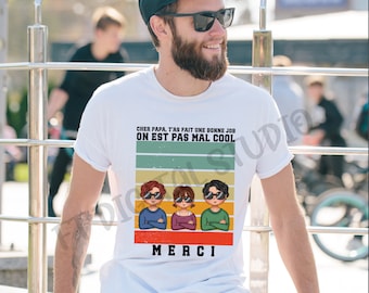 Merci papa on est cool png| Sublimationsdesign im Französischen | fete des peres | Papa scherzt | Merci Papa | CadeauPapa | nom enfants Tshirt