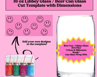 Libbey 16oz full wrap template svg,Libbey can shaped glass wrap template, can glass template svg, libbey glass template svg, libbey template