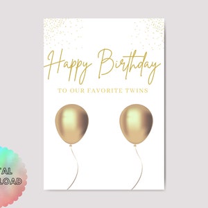Joyeux anniversaire à notre carte préférée de jumeaux | Anniversaire de jumeaux | Or