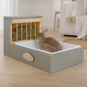 RABBIT FOOD STATION, Best Rabbit Litter, HandMade in Italy Customizable. Litter Rabbit Feeder, Rabbit Litter box ecofriendly, Shure Rabbit.