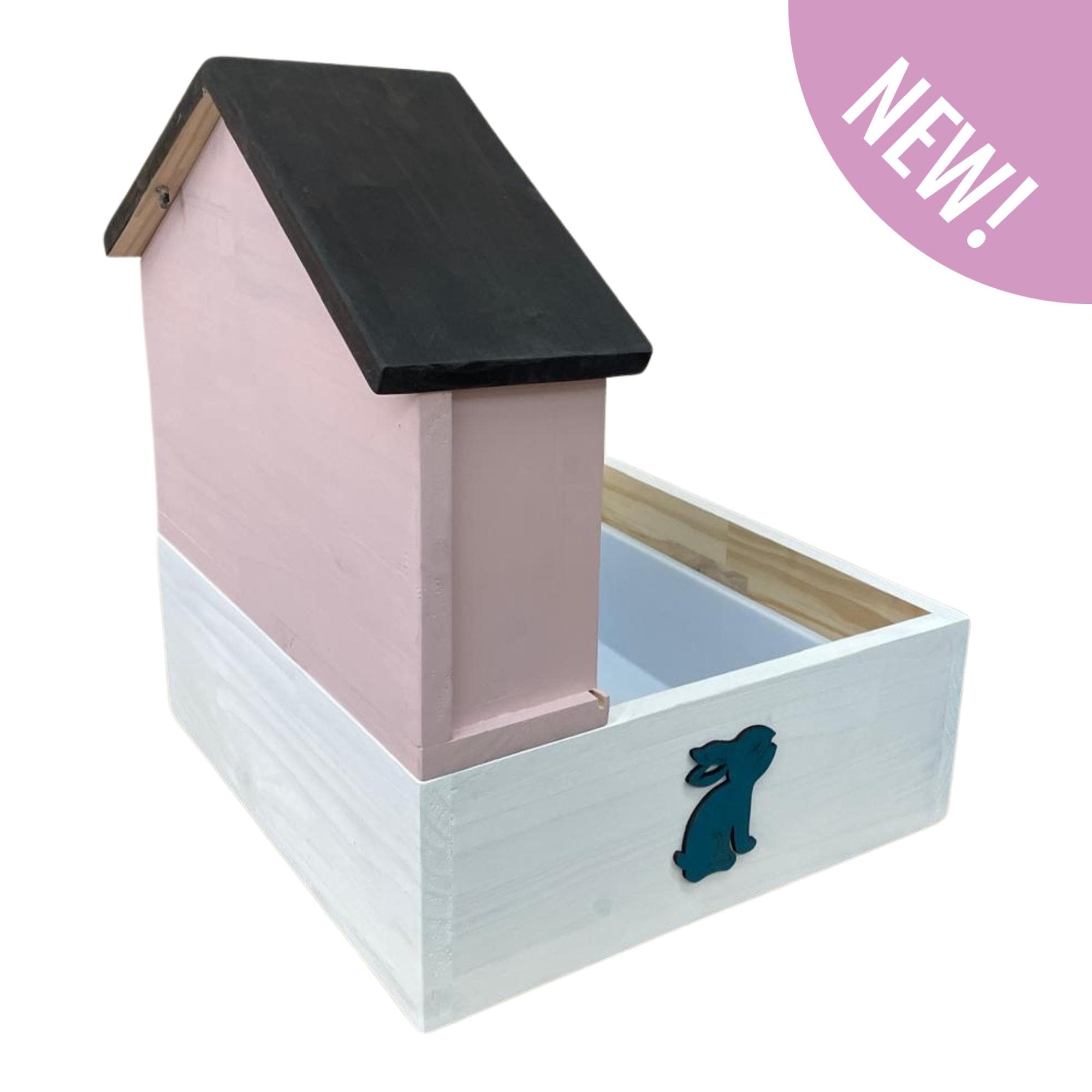 Handmade Wooden Rabbit Litter Box With Hay Rack and Water Dispenser ...