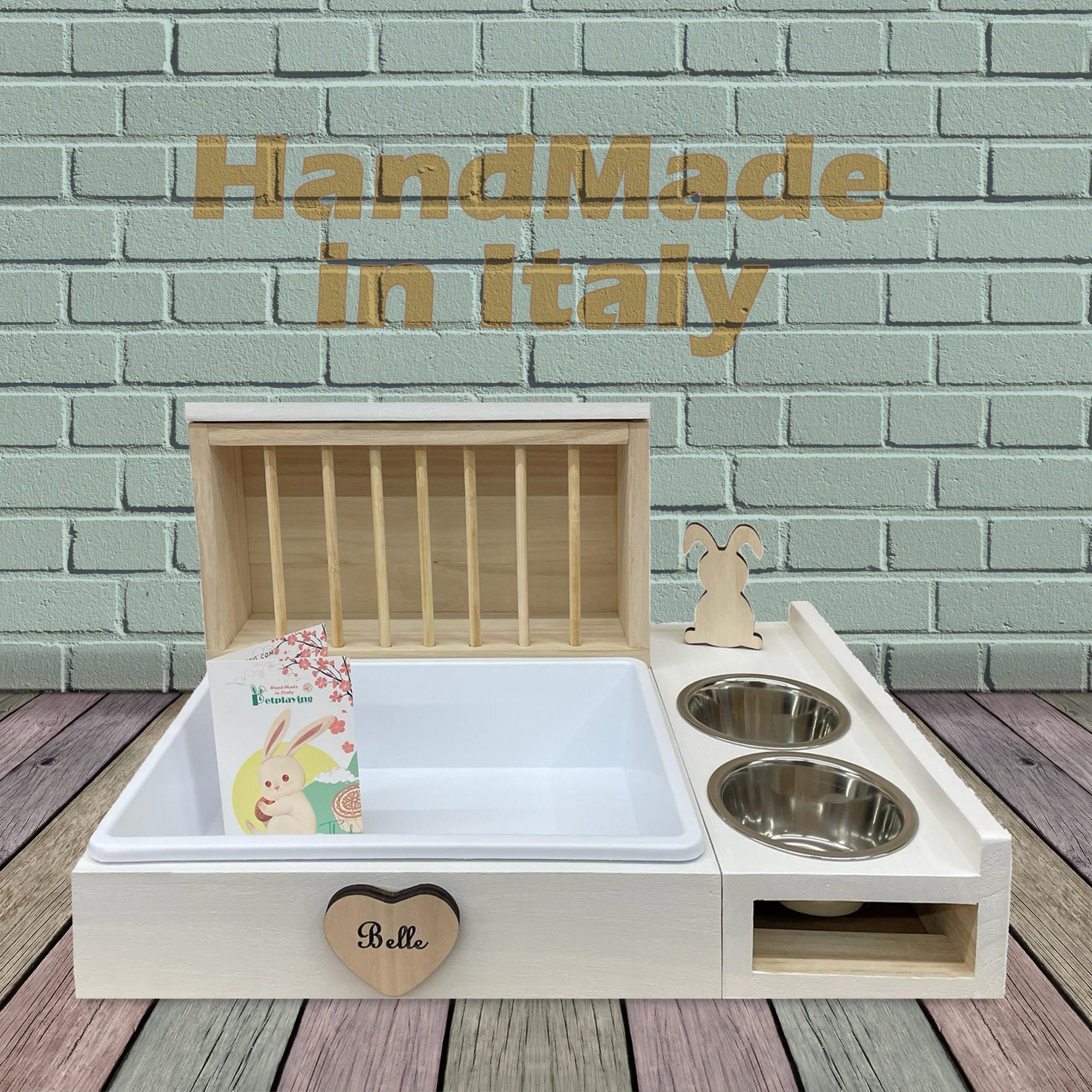 Rabbit Feeding Station, Large Hay Rack with Bowl Holder and Rabbit Litter Box, Gift Idea for Rabbits and Guinea Pigs. Lupine Toilet. HandMade