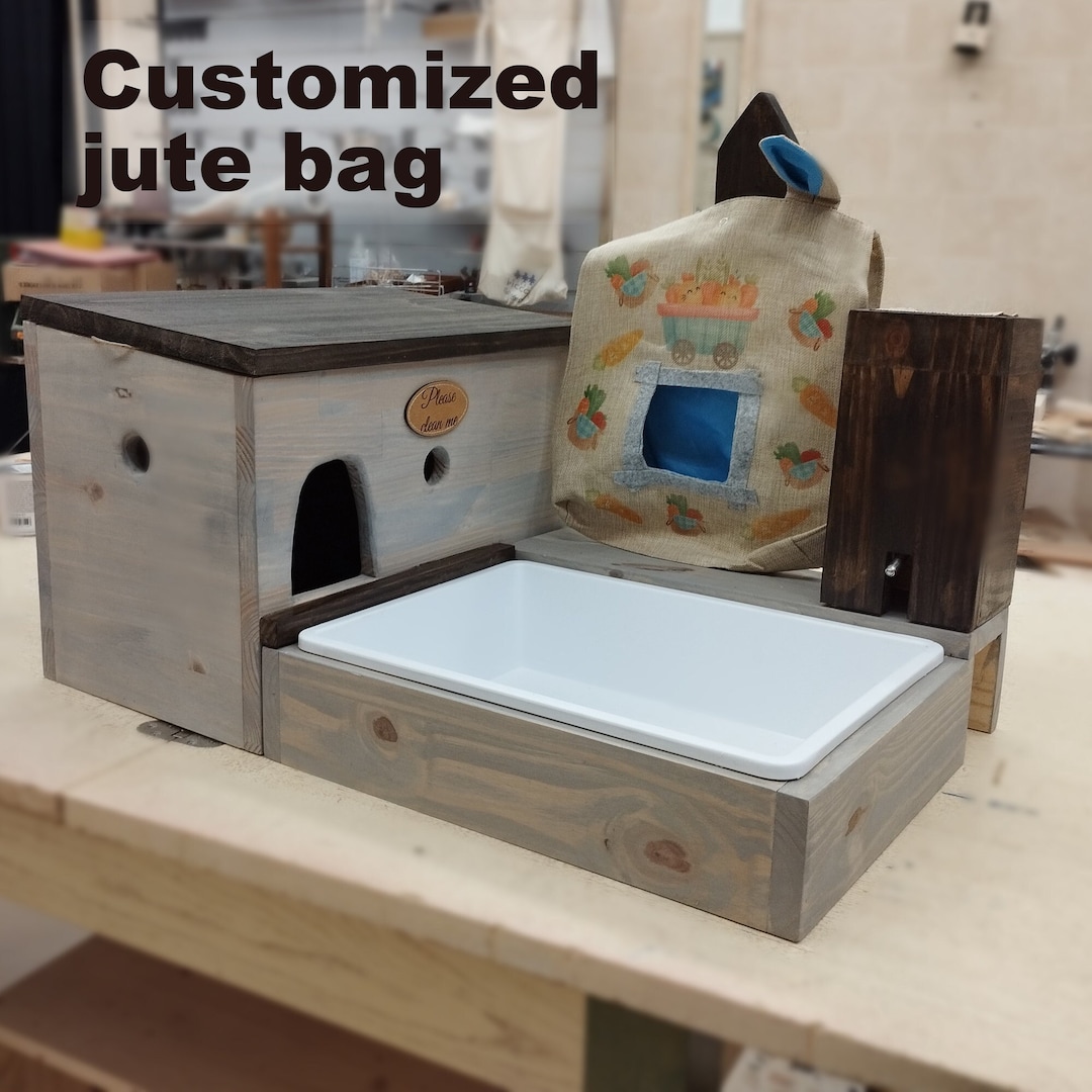 Hay Rabbit Farm House, Food Station Rabbit Complete, Rabbit House Wood