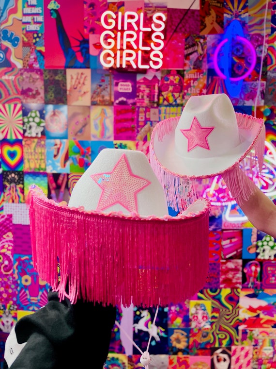 Dark Pink Cowgirl Fringe Hat - Etsy 