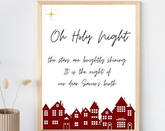 O Holy Night Christmas Lyrics Digitaldruck | 16x20 18x24