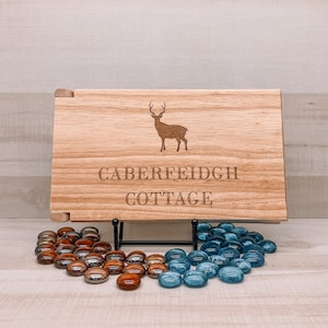 Custom Cottage Cabin Mancala Game – Personalized Laser-Engraved Wooden Board
