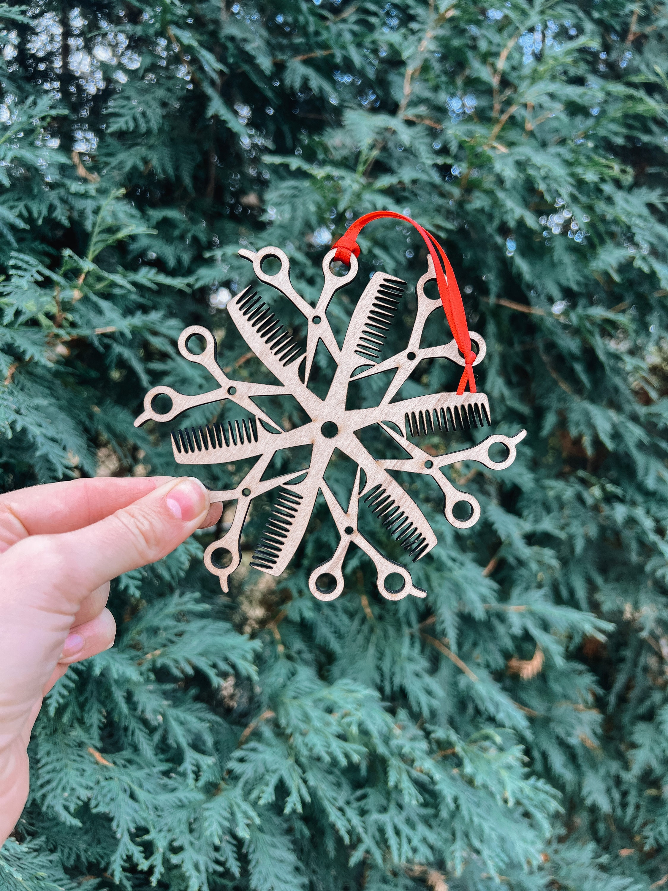Hairdresser Hair Stylist Barber Appreciation Snowflake Ornament Comb Hair Scissors