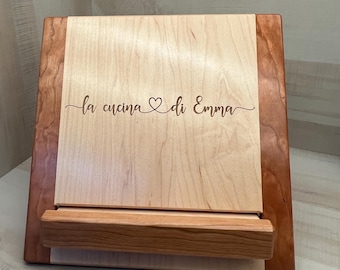 Personalized Script and Heart Custom Design Cookbook Stand Recipe Holder Kitchen Foldable