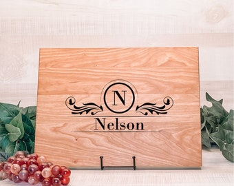 Personalized Engraved Cutting Board with Family Name Mailbox Monogram, Wedding Gift, Housewarming Gift, Anniversary Gift, Custom