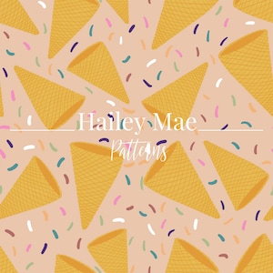 Seamless Ice Cream Cones & Sprinkles Pattern Digital Download