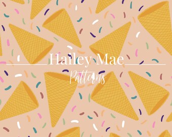 Sömlöst mönster med glassstrutar och strössel, digital nedladdning