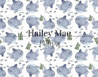 Sömlös akvarell knubbig hajmönster digital nedladdning