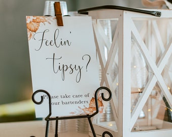 Feelin&#39; Tipsy Boho Printable Bar Sign | Digital Download | Bar Sign | Bohemian Wedding Décor | Immediate Download JPG, PNG, SVG