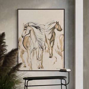 Abstract Horse Art Print: Mid-Century Modern Canvas Wall Art