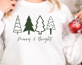 Merry and Bright Forrest Green Merry Christmas Shirt | Crewneck | Christmas Party Shirt | Womens Christmas Tee | Holiday Tees | Winter Shirt