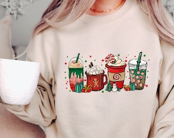 Coffee and Cocoa Lover Christmas Sweater, Crewneck Ugly Christmas Sweatshirt, Xmas Shirt, Gift for Him, Gift for Her, Cute Hoody