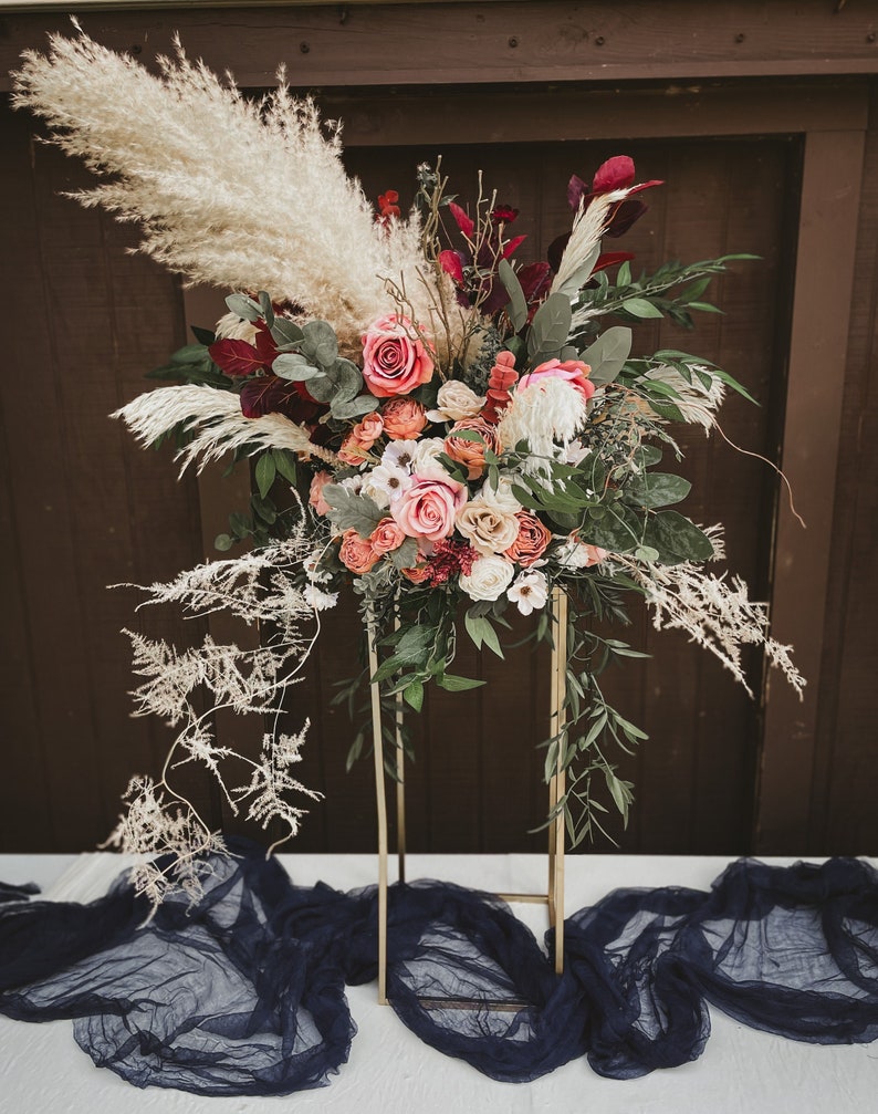 Customizable Wedding Arch Arrangement, use this listing for all customization requests, pampas boho wedding flowers, wedding decor bouquet image 1