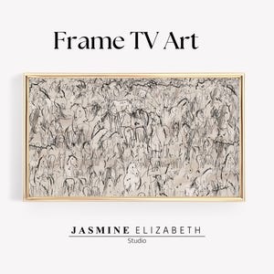 Samsung Frame TV Abstract Horse Herd Print, Original Oil Painting Wall Art, Rustic Farmhouse, Mid Century Modern, Large Wall Decor Gift, HP1