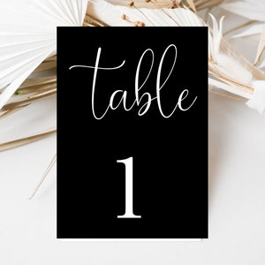 Afdrukbare bruiloftstabelnummers, zwart-wit klassieke bruiloft, onmiddellijke download, elegant bruiloftsdecor, tafelkaarten, bruiloftsteken