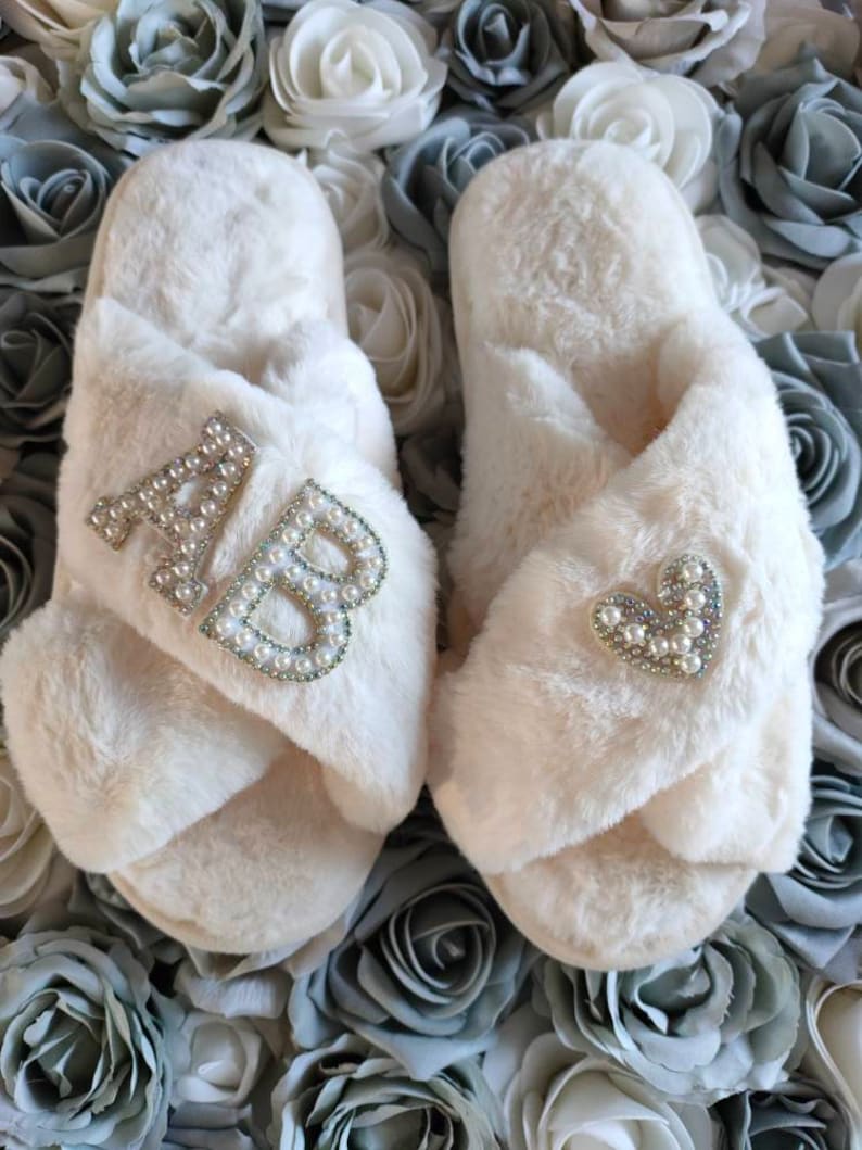 Personalised Bridal Slippers Bride Slippers Wedding Slippers Bride Gift Mrs Hen Party Bridal Party Gift image 4