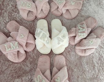 Personalised Bridal Slippers | Bride Slippers | Wedding Slippers | Bride Gift | Mrs | Hen Party | Bridal Party Gift