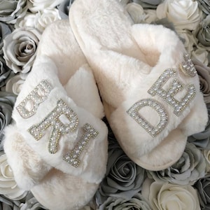 Personalised Bridal Slippers Bride Slippers Wedding Slippers Bride Gift Mrs Hen Party Bridal Party Gift image 6