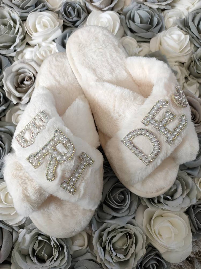 Personalised Bridal Slippers Bride Slippers Wedding Slippers Bride Gift Mrs Hen Party Bridal Party Gift image 6