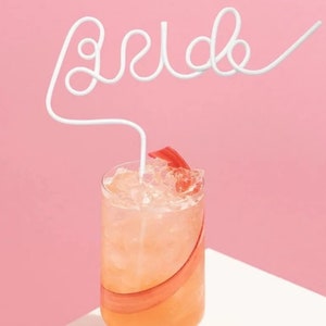 White 'Bride' Straw: Hen Party Wedding Bridal Gift