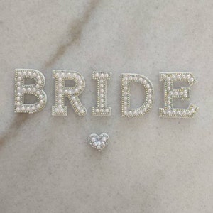 Pearl patch | Pearlescent patch | Rhinestone | Letter Patches | Pearl Letter | Letters Alphabet |  Sew on | Glue on | Alphabet | Bride | Mrs