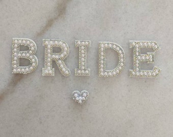 Pearl patch | Pearlescent patch | Rhinestone | Letter Patches | Pearl Letter | Letters Alphabet |  Sew on | Glue on | Alphabet | Bride | Mrs