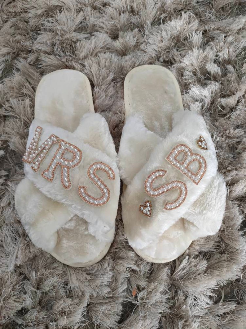 Personalised Bridal Slippers Bride Slippers Wedding Slippers Bride Gift Mrs Hen Party Bridal Party Gift image 7