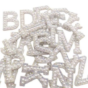 Pearl patch | Pearlescent patch | Rhinestone | Letter Patches | Pearl Letter | Letters Alphabet |  Sew on | Glue on | Alphabet | Bride | Mrs